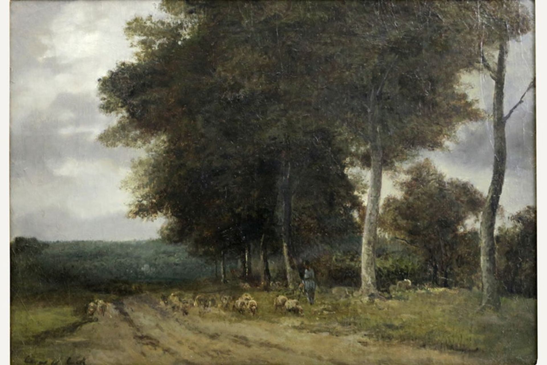 DE COCK CÉSAR (1823 - 1904) olieverfschilderij op doek : "Herder met schapen onder [...] - Bild 2 aus 6