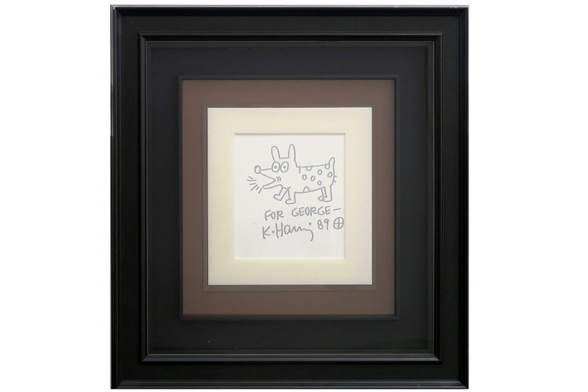 KEITH HARING (1958 - 1990) originele tekening : "Dog" - 26 x 25 getekend, gedateerd [...]