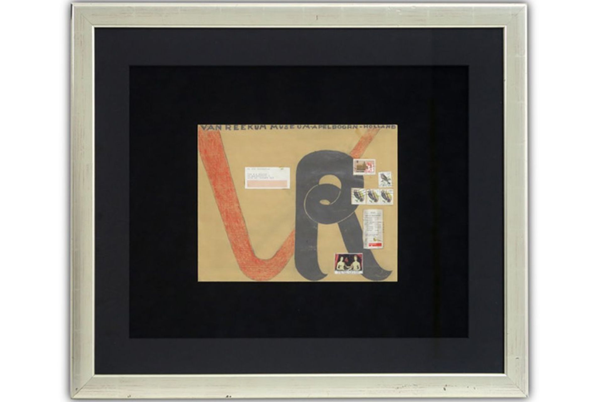 VISSER CARL (1928 - 2015) werk in gemengde techniek (tekening en collage op envelop) [...]