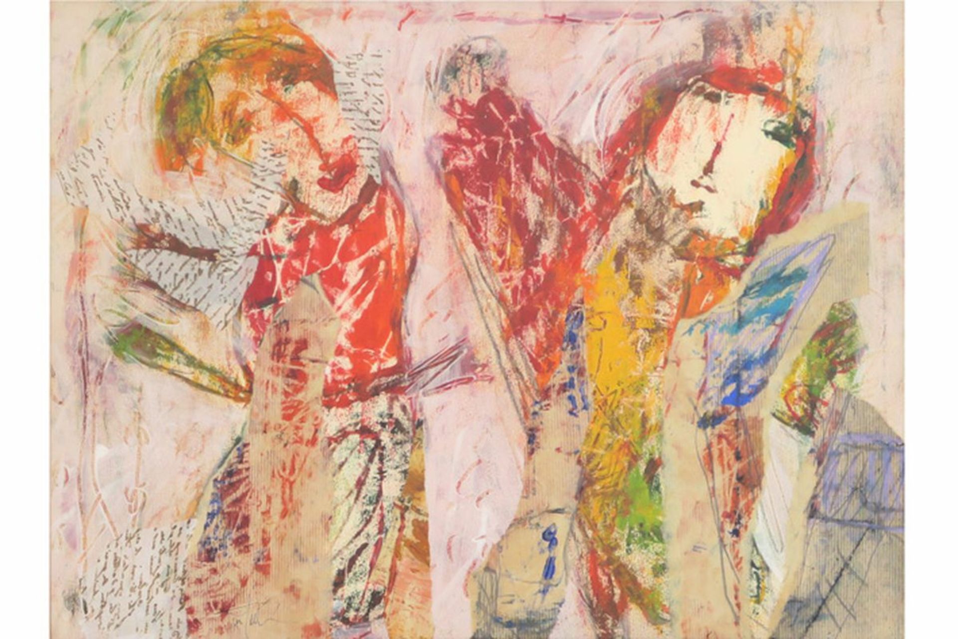 PELLON GINA (1926 - 2014) schilderij in gemengde techniek met collage : "Compositie [...] - Bild 2 aus 4
