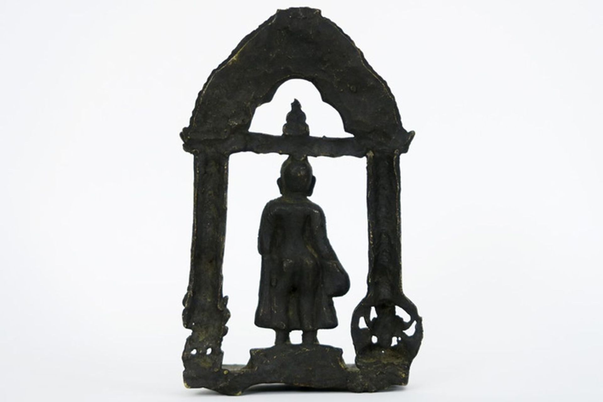 HIMALAYA-GEBIEDEN antieke sculptuur in brons met de voorstelling van de in een [...] - Bild 3 aus 3