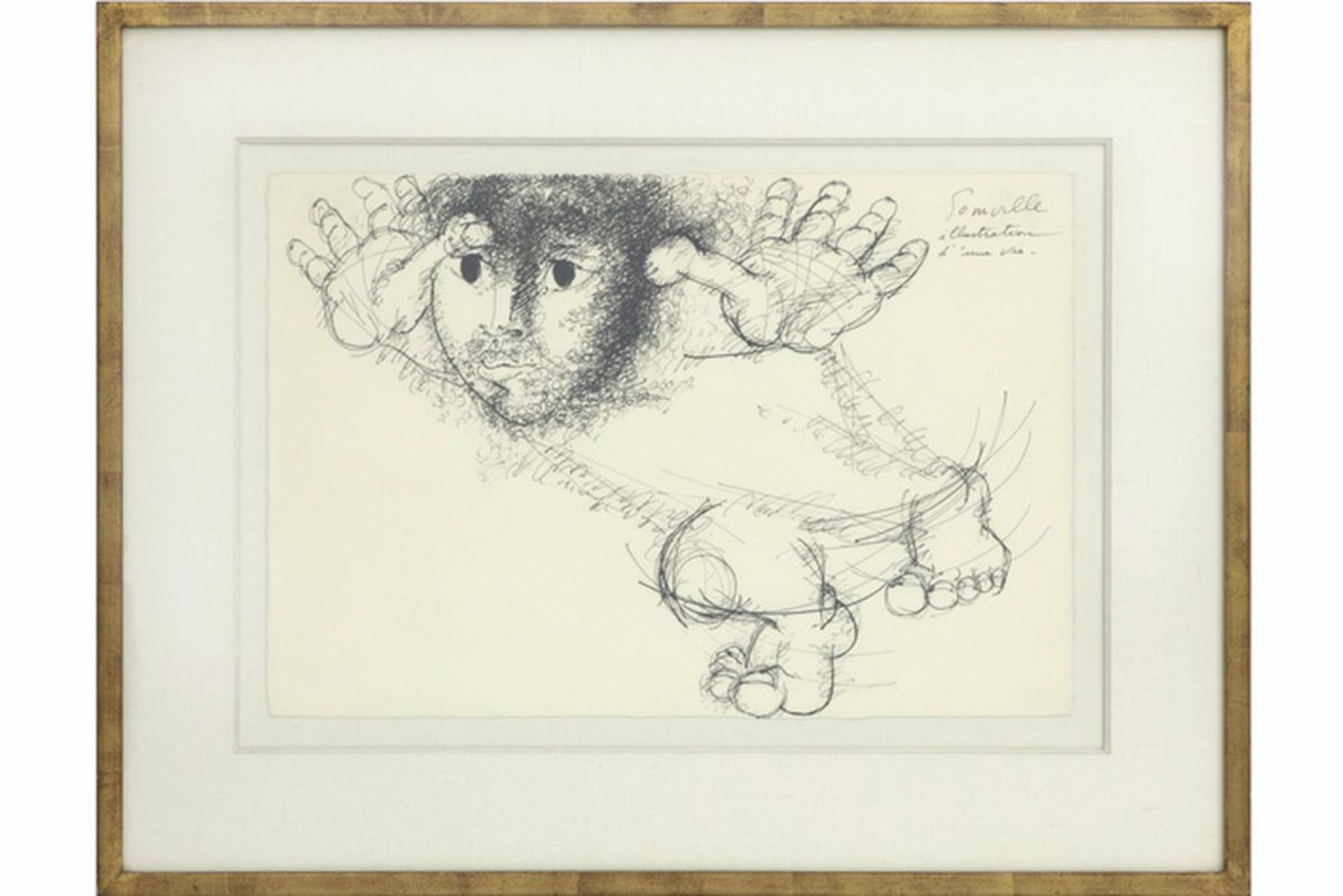 SOMVILLE ROGER (1923 - 2014) tekening in inkt getiteld "Illustration d'une vie" - [...]