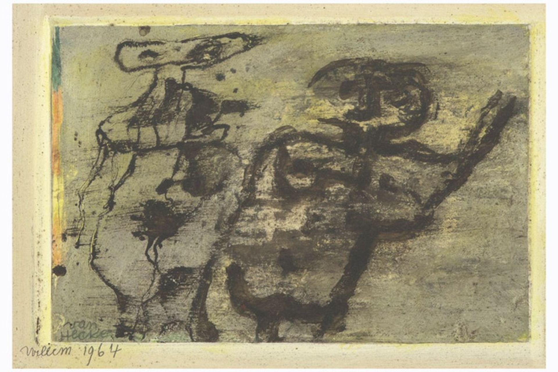 VAN HECKE WILLEM (1893 - 1976) olieverfschilderij op paneel : "Twee personages" - [...] - Bild 2 aus 3