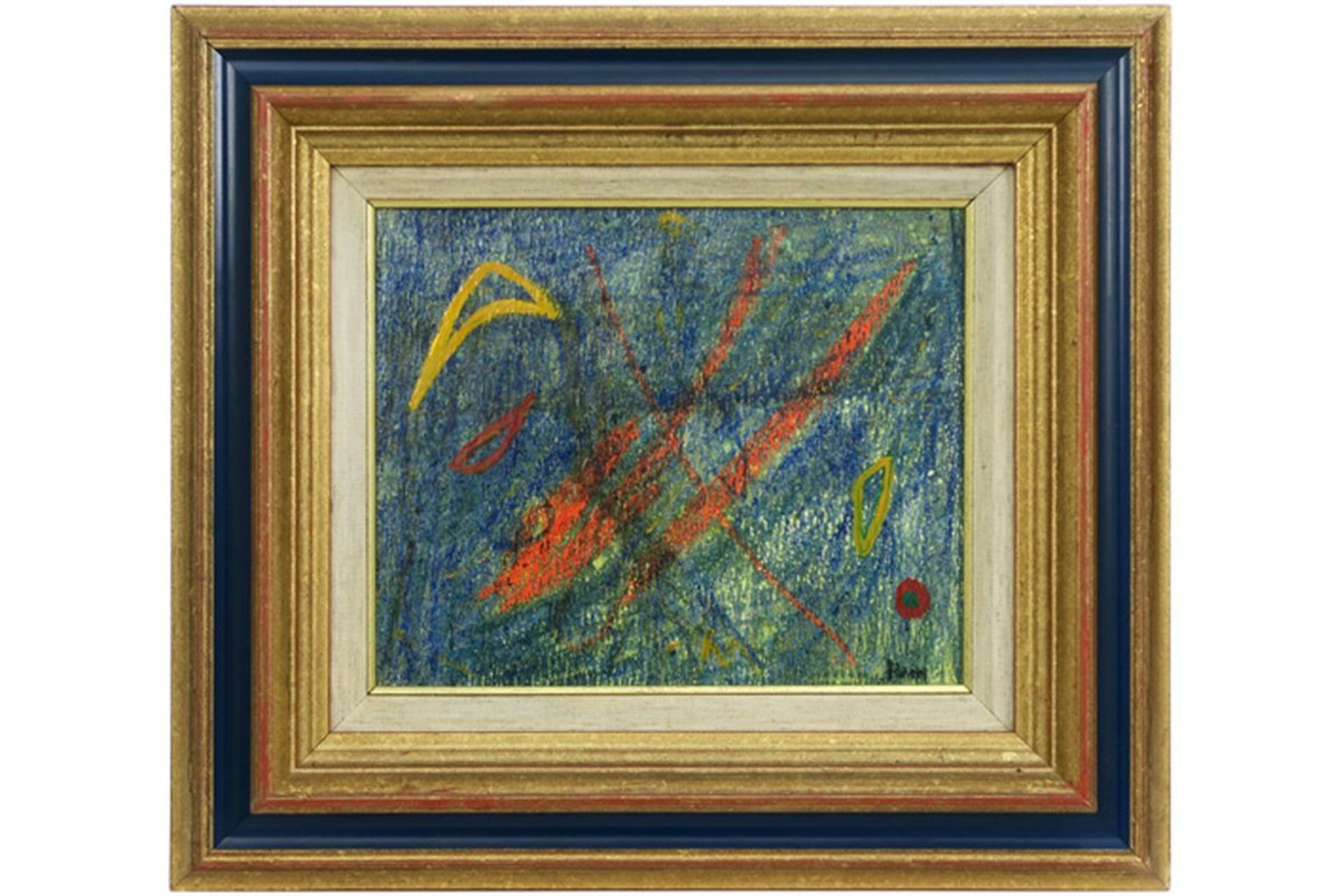 REM (1904 - 1974) olieverfschilderij op paneel : "Compositie" - 26 x 31 getekend - [...]
