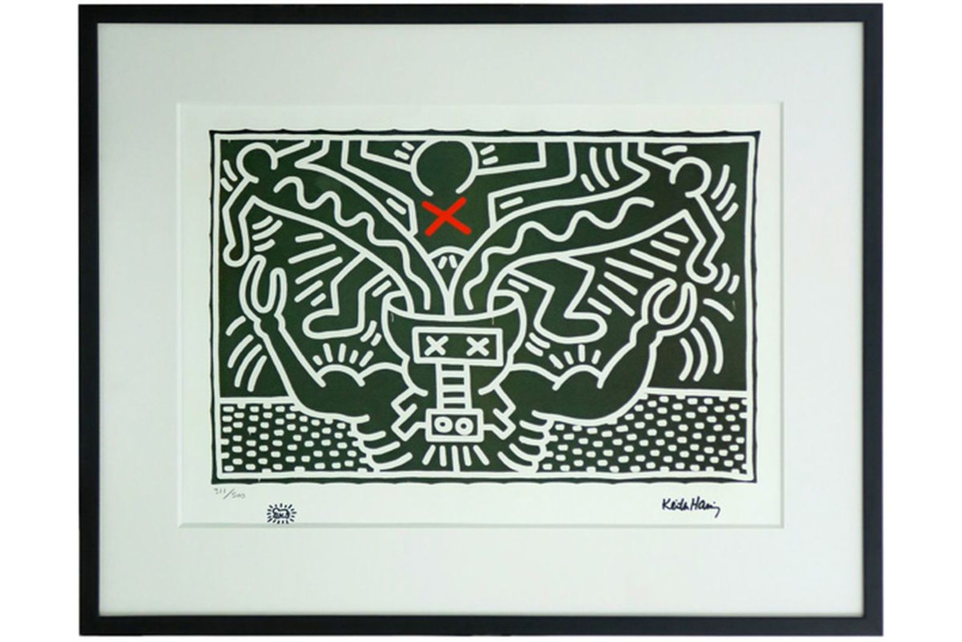 HARING KEITH (1958 - 1990) kleurlitho n° 311/500 met een typische compositie - 42 [...]