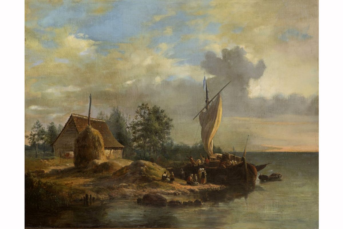 BOULANGER FRANÇOIS JEAN-LOUIS (1819 - 1873) olieverfschilderij op doek met een [...] - Image 2 of 4