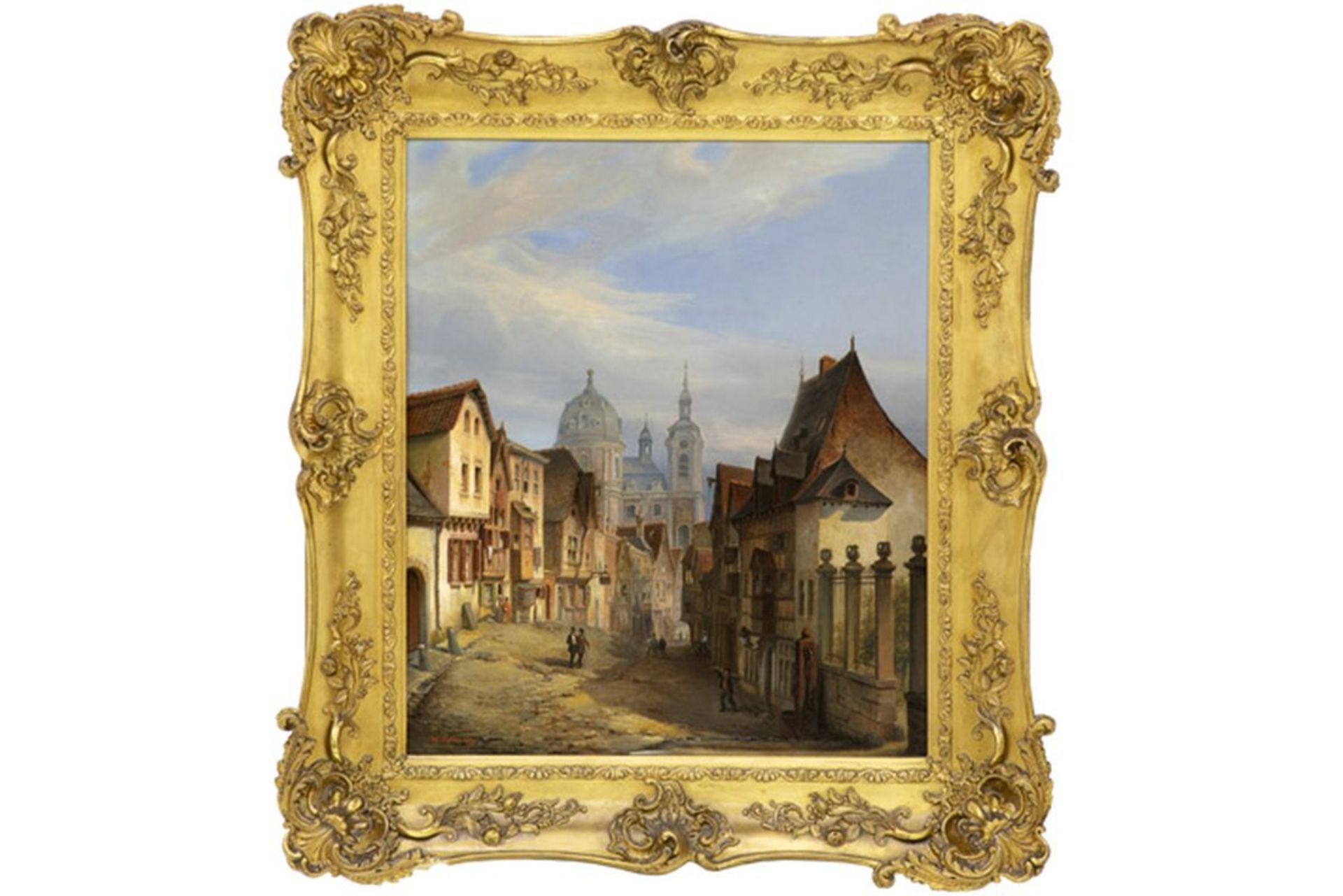 LALLEMAND HENRI (1809 - 1892) olieverfschilderij op paneel met een geanimeerd [...]
