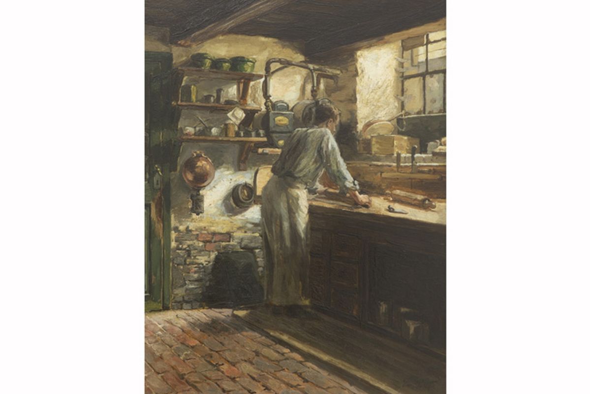 POTTIER ÉMILE (1873 - 1907) (FR) laat negentiende eeuws olieverfschilderij op paneel [...] - Image 2 of 4
