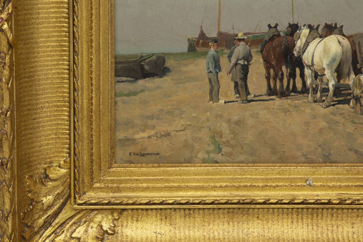 VAN LEEMPUTTEN FRANS (1850 - 1914) olieverfschilderij op doek : "Geanimeerd landschap [...] - Image 3 of 4