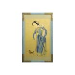 framed Chinese "Young woman with dog" painting former collection of Jeanette Jongen [...]