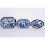 an oval and two octogonal 18th Cent. Chinese dishes in porcelain with blue-white [...]