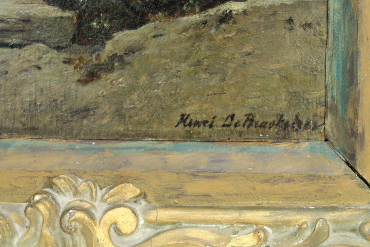 19th Cent. Belgian oil on panel - signed Henri De Braekeleer represented in a book [...] - Image 3 of 4