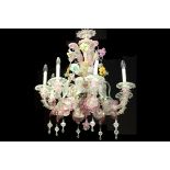 old Venetian chandelier in colourless and coloured Murano glass - - Mooie oude [...]