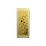 framed Chinese "Bird on blooming tree" painting - marked former collection of [...]
