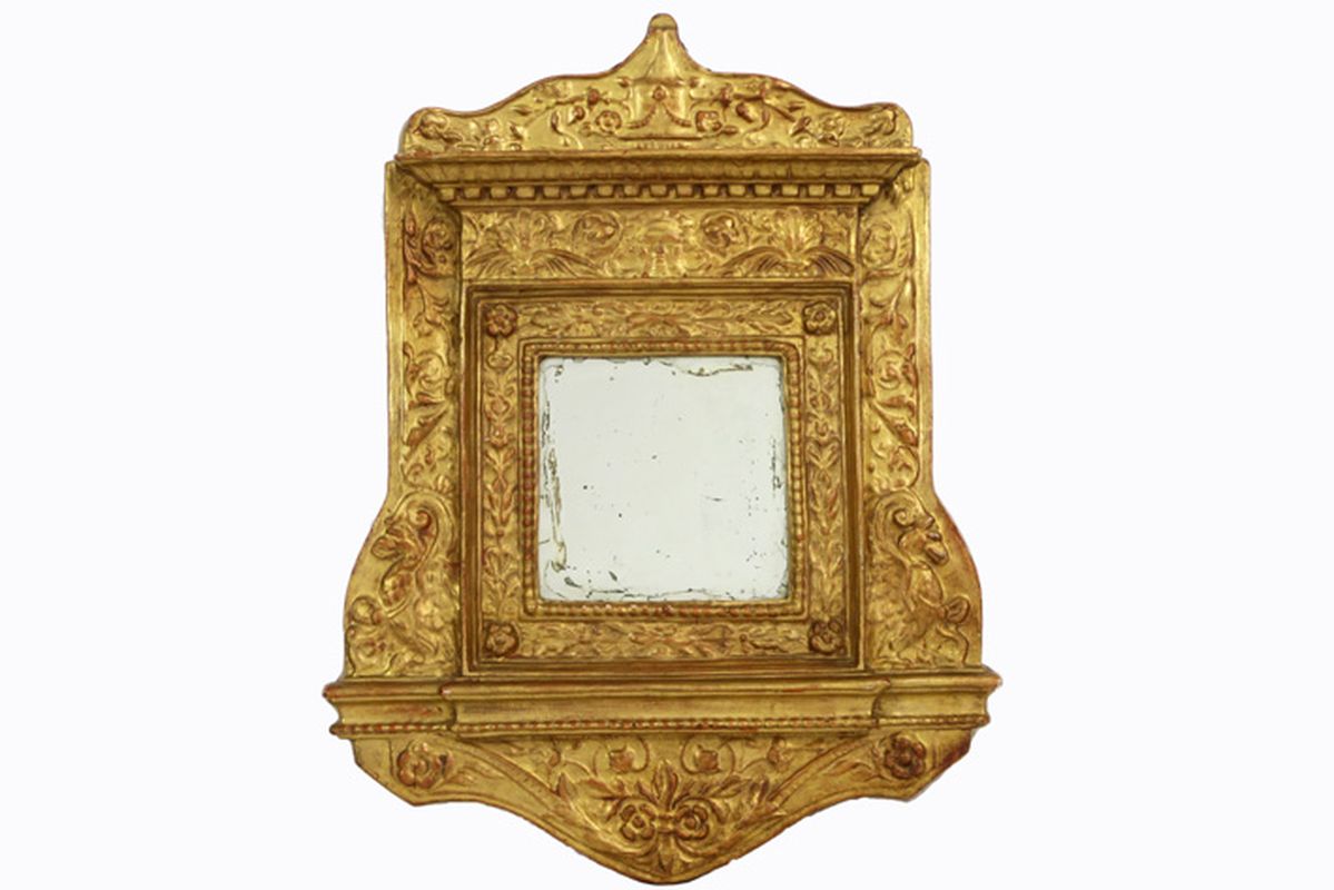 Italian mirror with guilded baroque style frame - - Italiaanse spiegel met [...]