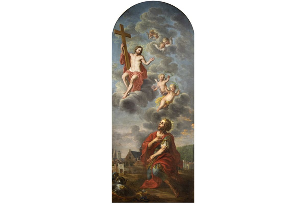 17th Cent. Flemish Bruges School "Saint Donatius" oil on canvas (altar piece) [...] - Image 2 of 6