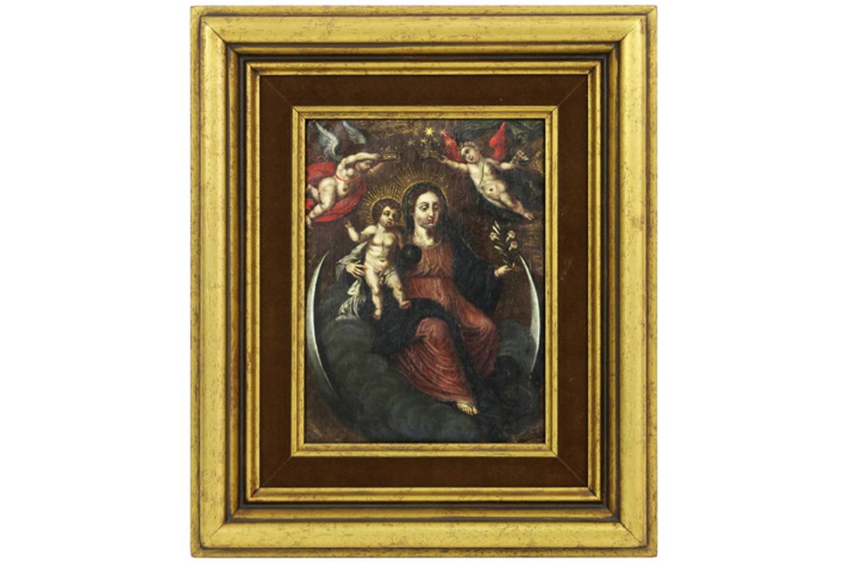 17th Cent. "Holy Mary" oil on copper inspired by Frans II Francken (1581 - 1642) - [...]