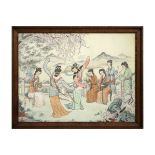 Chinese "musicians" painting - - Chinese schildering met musicerende dames - 56 [...]