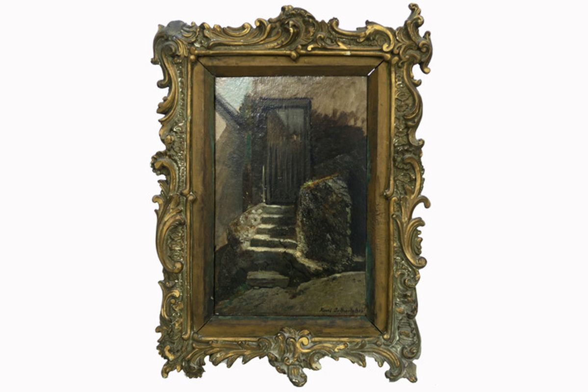 19th Cent. Belgian oil on panel - signed Henri De Braekeleer represented in a book [...]