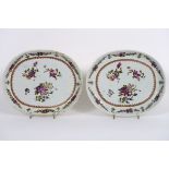 series of 18th Cent. Chinese oval dishes in porcelain with Famille Rose decor with [...]