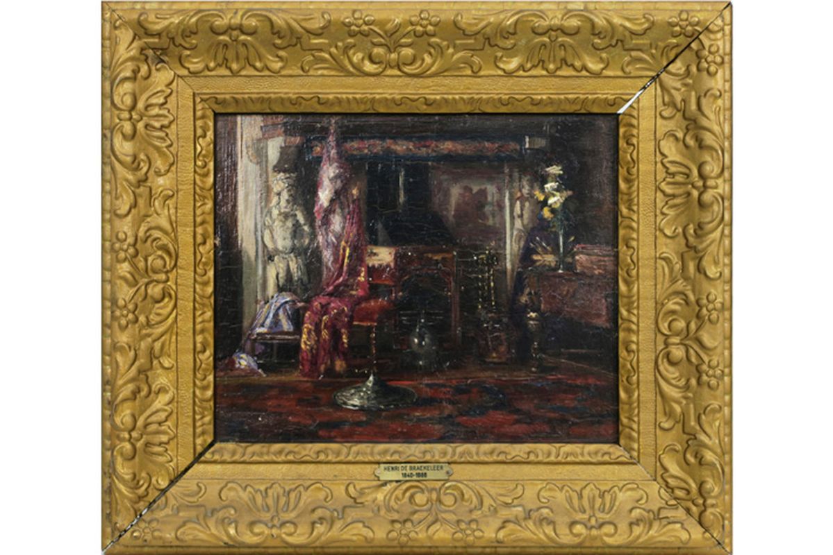 19th Cent. Belgian oil on panel - signed (on the old back) Henri De Braekeleer - - [...]