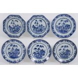 series of six 18th Cent. Chinese plates in porcelain with blue-white garden decor [...]