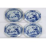 set of four 18th Cent. Chinese octogonal dishes in porcelain with blue-white "deer in [...]