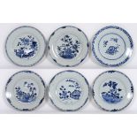 six 18th Cent. Chinese plates in porcelain with blue-white decor - - Lot van zes [...]