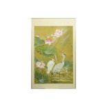 Chinese "Cranes between lotusflowers" painting - marked former collection of Jeanette [...]