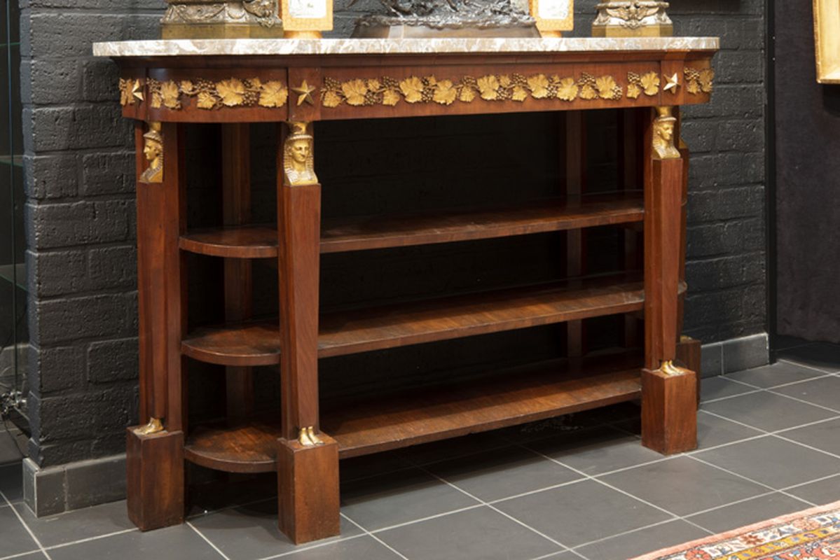 early 19th Cent. European Empire console (or sideboard) in mahogany with finely [...] - Image 2 of 4