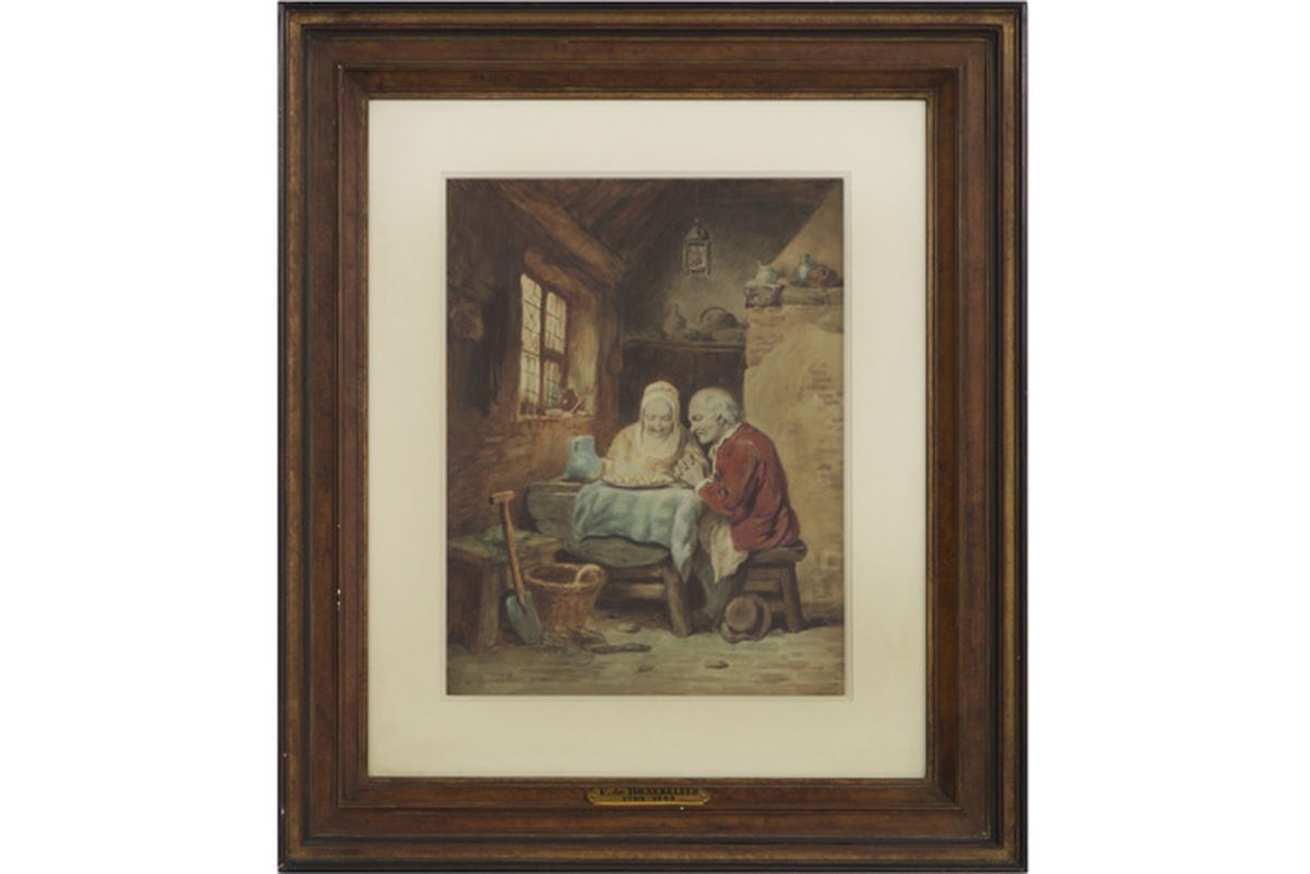 19th Cent. Belgian aquarelle - signed Ferdinand De Braekeleer - - DE BRAEKELEER [...]