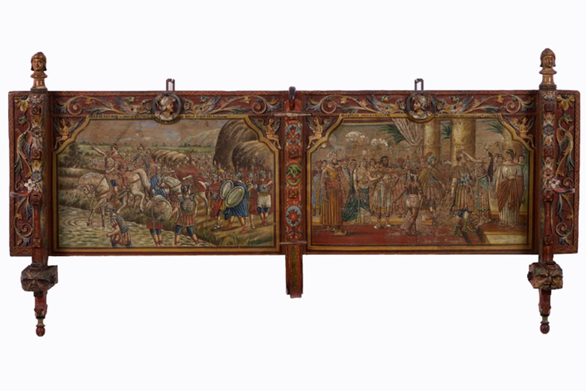 19th Cent. Sicilian part of a luxury carriage in wood with the original paintings - [...]