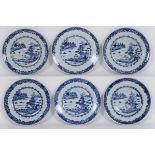 series of six 18th Cent. Chinese plates in porcelain with blue-white landscape decor [...]