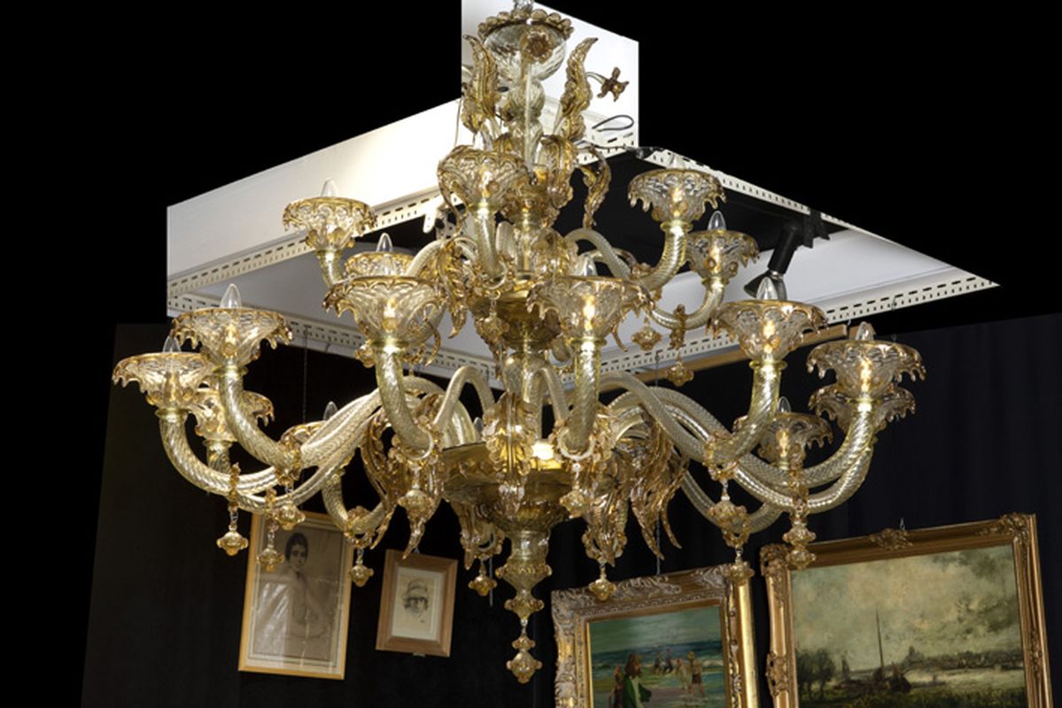 beautiful Venetian chandelier in Murano clear and gold/bronze coloured glass - - [...]