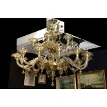 beautiful Venetian chandelier in Murano clear and gold/bronze coloured glass - - [...]