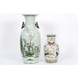 two Chinese vases in porcelain with polychrome decor, one with figures and one with [...]