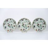 series of three 18th Cent. Chinese dishes in porcelain with Famille Rose decor with [...]