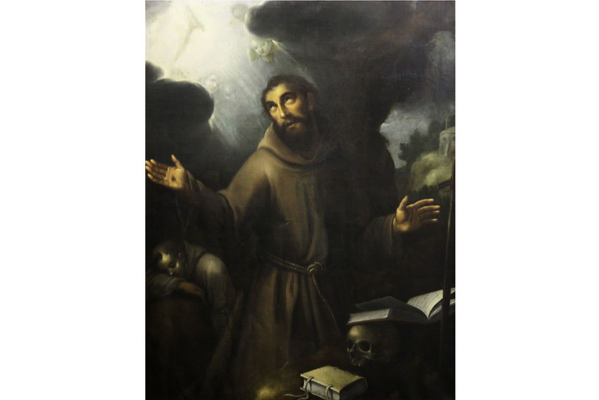 17th Cent. Hispano-Flemish "Extasy of St Franciscus" oil on canvas with clear [...] - Image 2 of 4