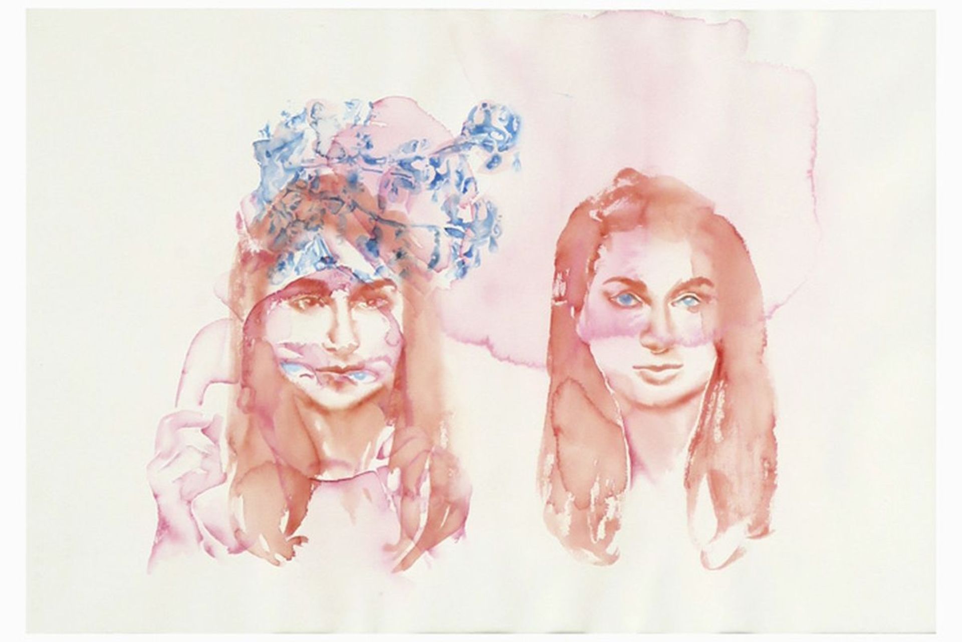 Fides Becker aquarelle with a double portrait dd 2004 - signed on the back - - [...] - Image 2 of 3