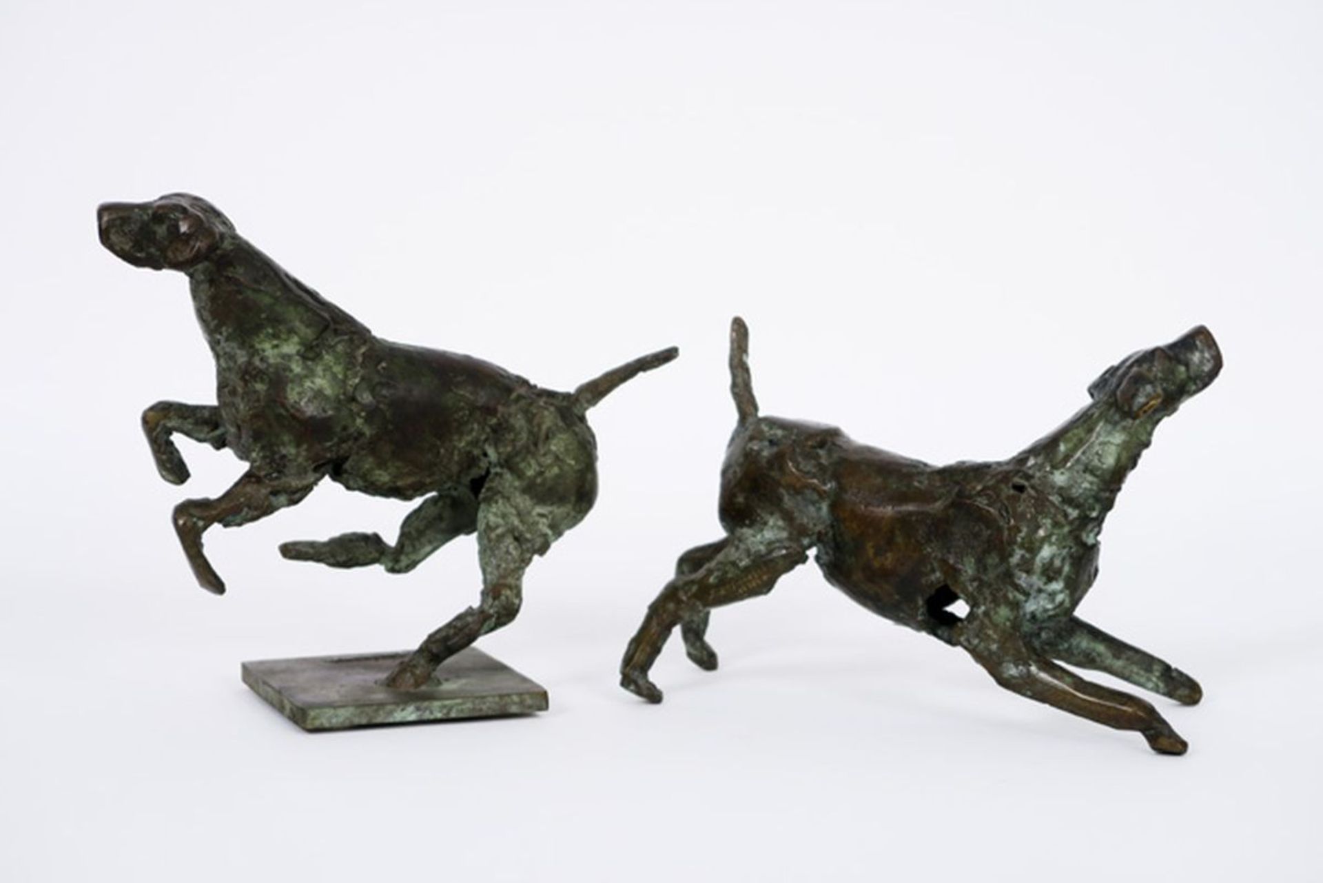 two 20th Cent. Belgian "dog" sculptures in bronze - signed Jan Desmarets - - [...] - Bild 2 aus 4