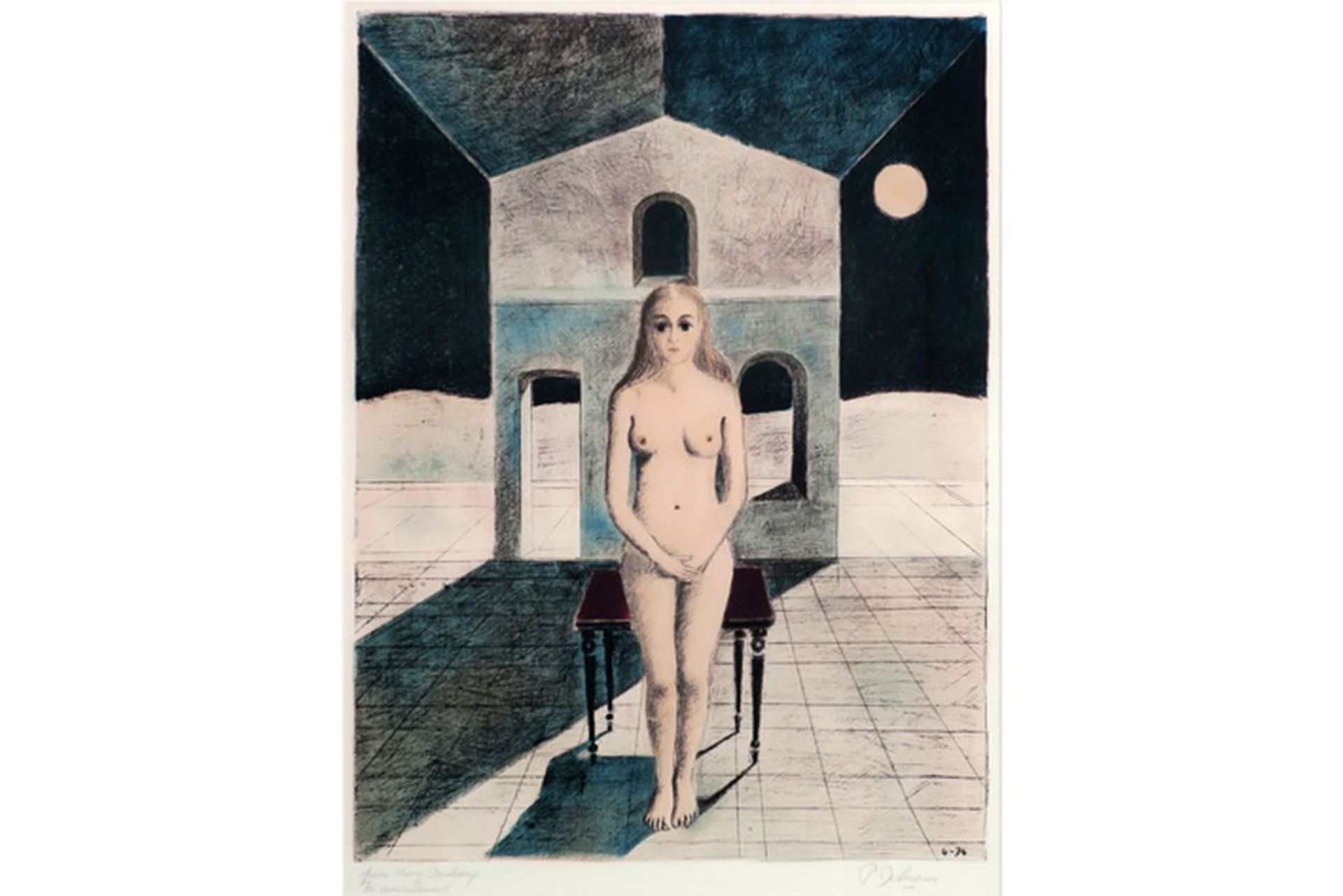 20th Cent. Belgian surrealistic print - handsigned and dedicated and signed and dated [...] - Bild 2 aus 3