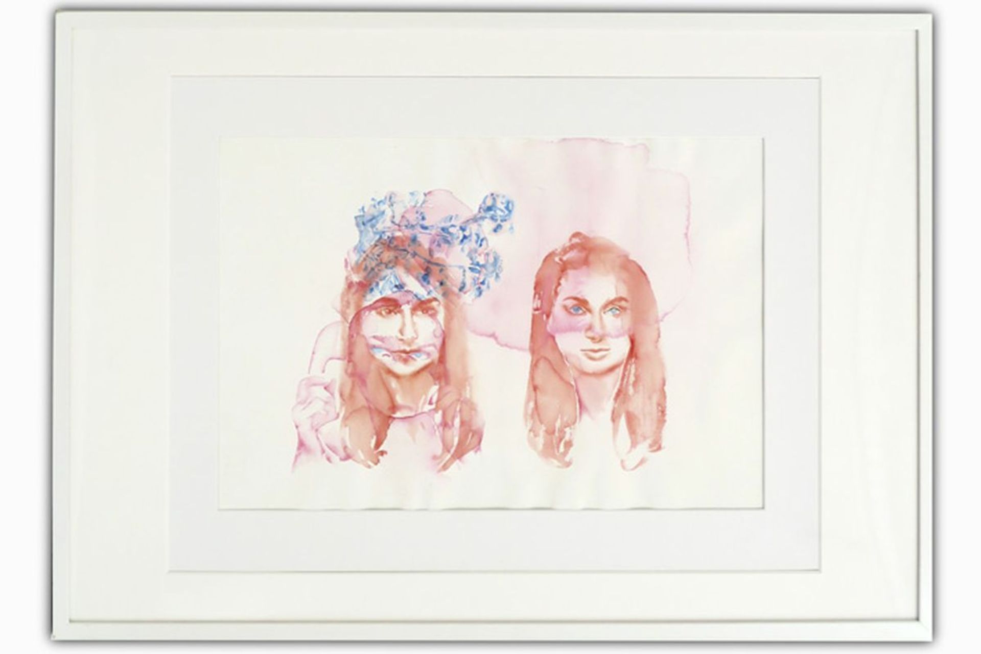 Fides Becker aquarelle with a double portrait dd 2004 - signed on the back - - [...]