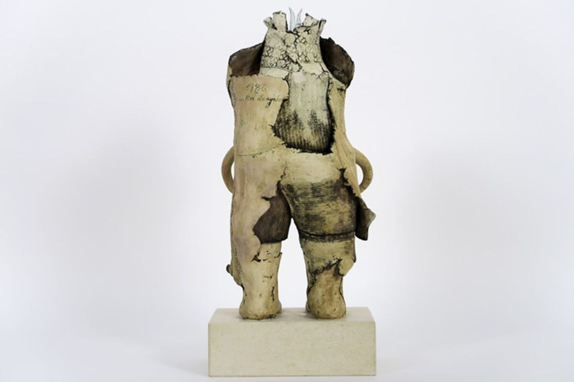 20th Cent. Belgian ceramic "sitting figure" sculpture - signed Walter De Rycke and [...] - Image 4 of 5