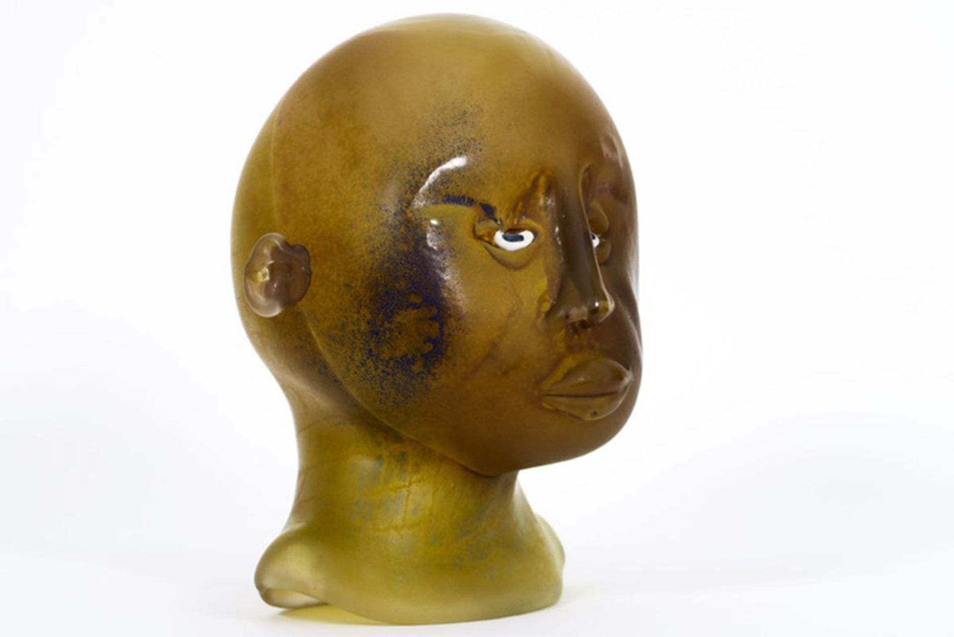 20th Cent. Belgian Giampaolo Amoruso "Head" sculpture in glass - signed - - [...] - Image 2 of 4