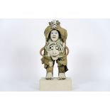 20th Cent. Belgian ceramic "sitting figure" sculpture - signed Walter De Rycke and [...]