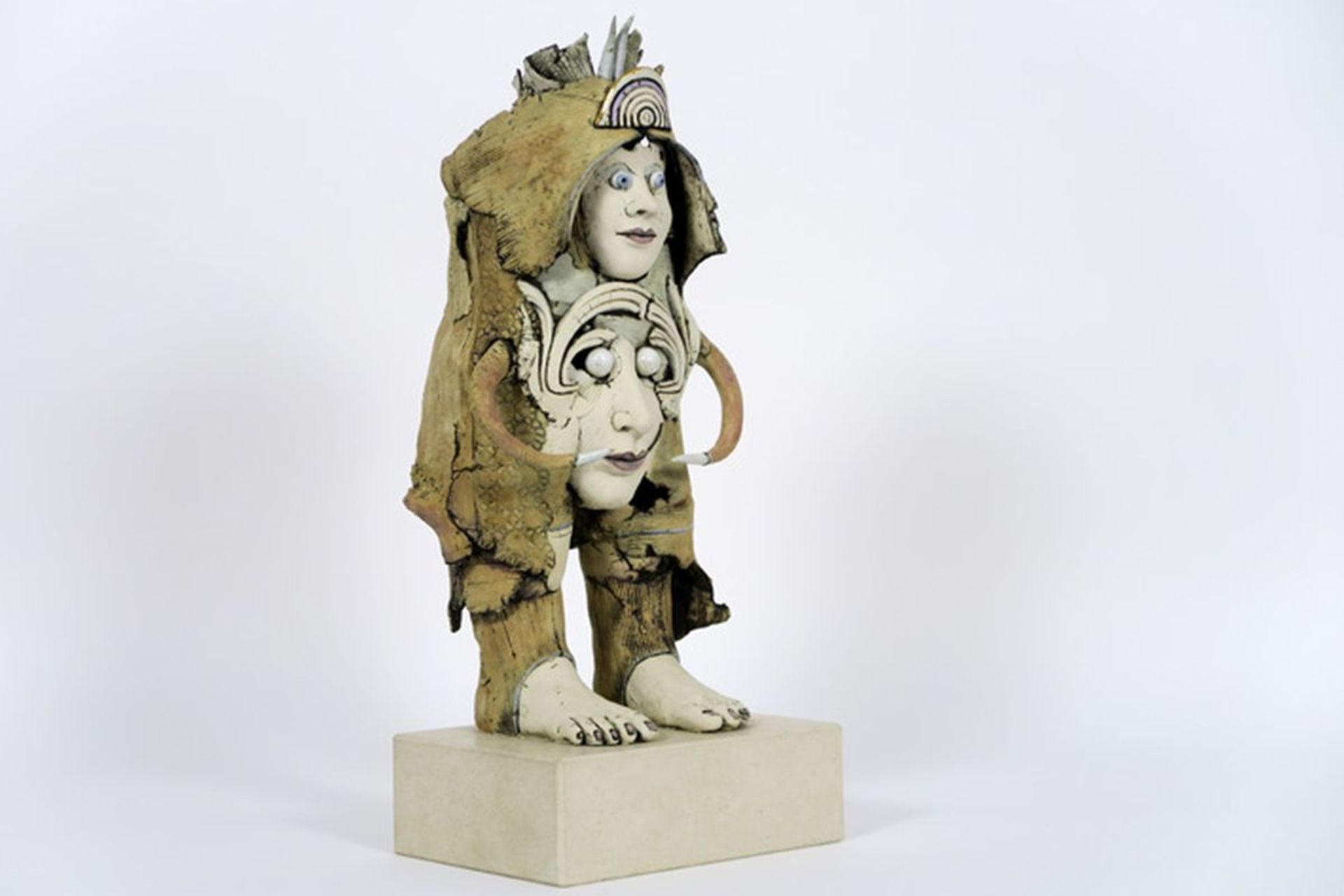 20th Cent. Belgian ceramic "sitting figure" sculpture - signed Walter De Rycke and [...] - Bild 2 aus 5