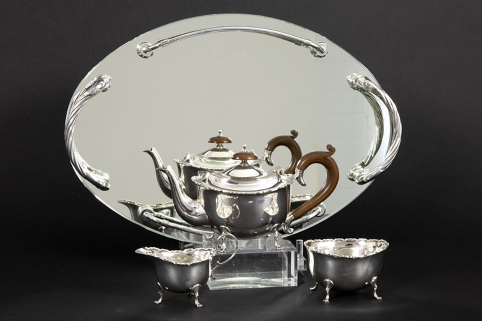 3pc English Art Deco teaset in marked and Adie Brothers signed silver - - ADIE [...] - Bild 2 aus 2