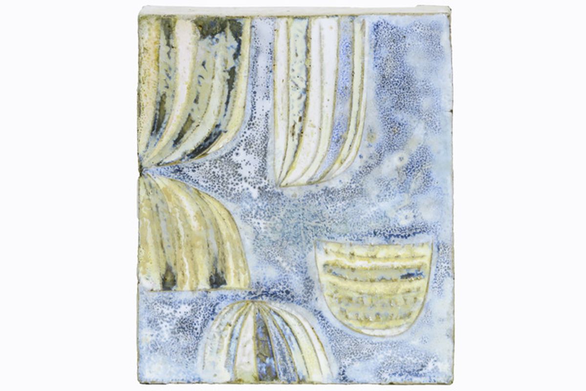 20th Cent. belgian glazed ceramic tile-sculpture with relief by Olivier Strebelle - [...]