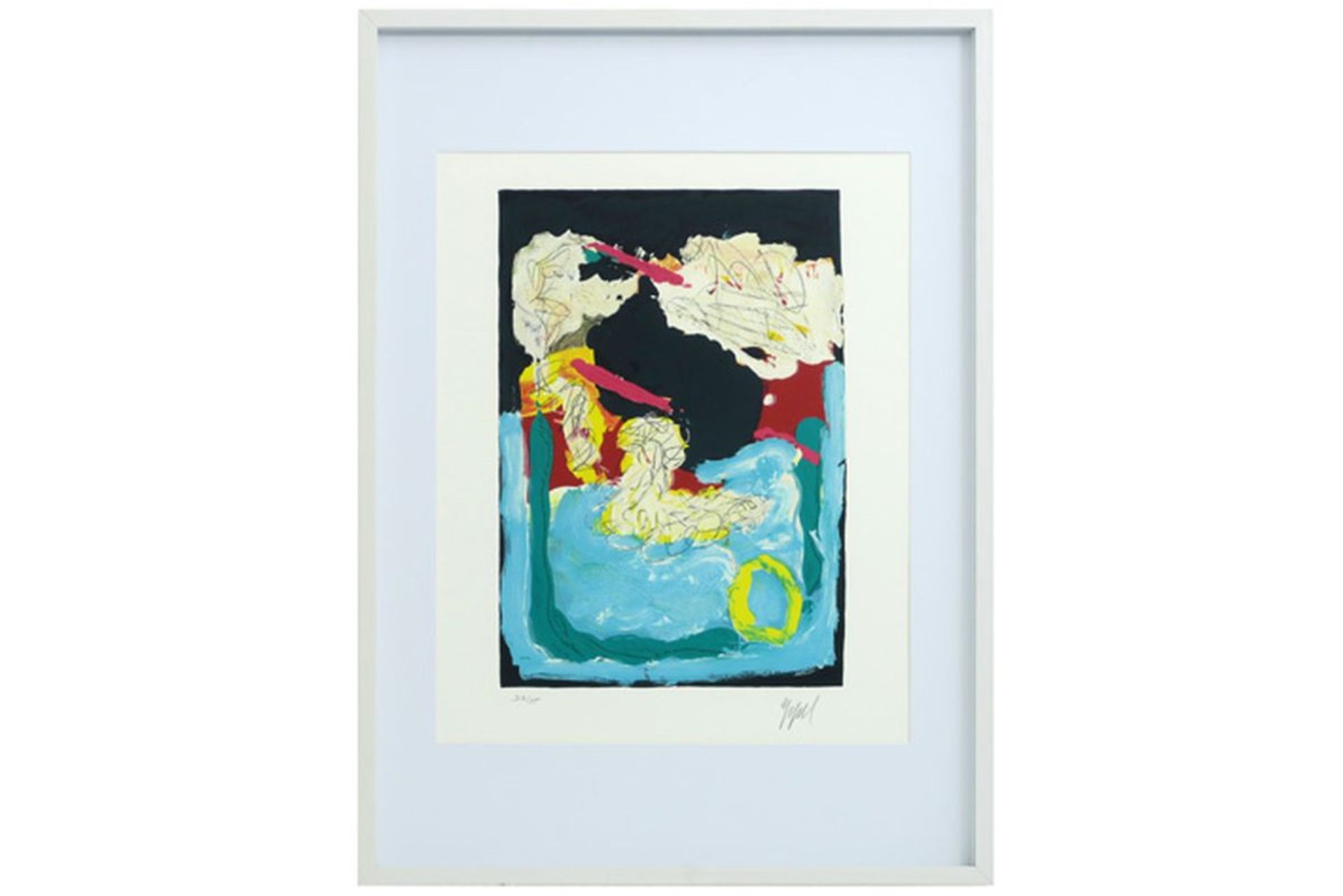 Karel Appel lithograph printed in colors from the portfolio "Can we dance a landscape [...]