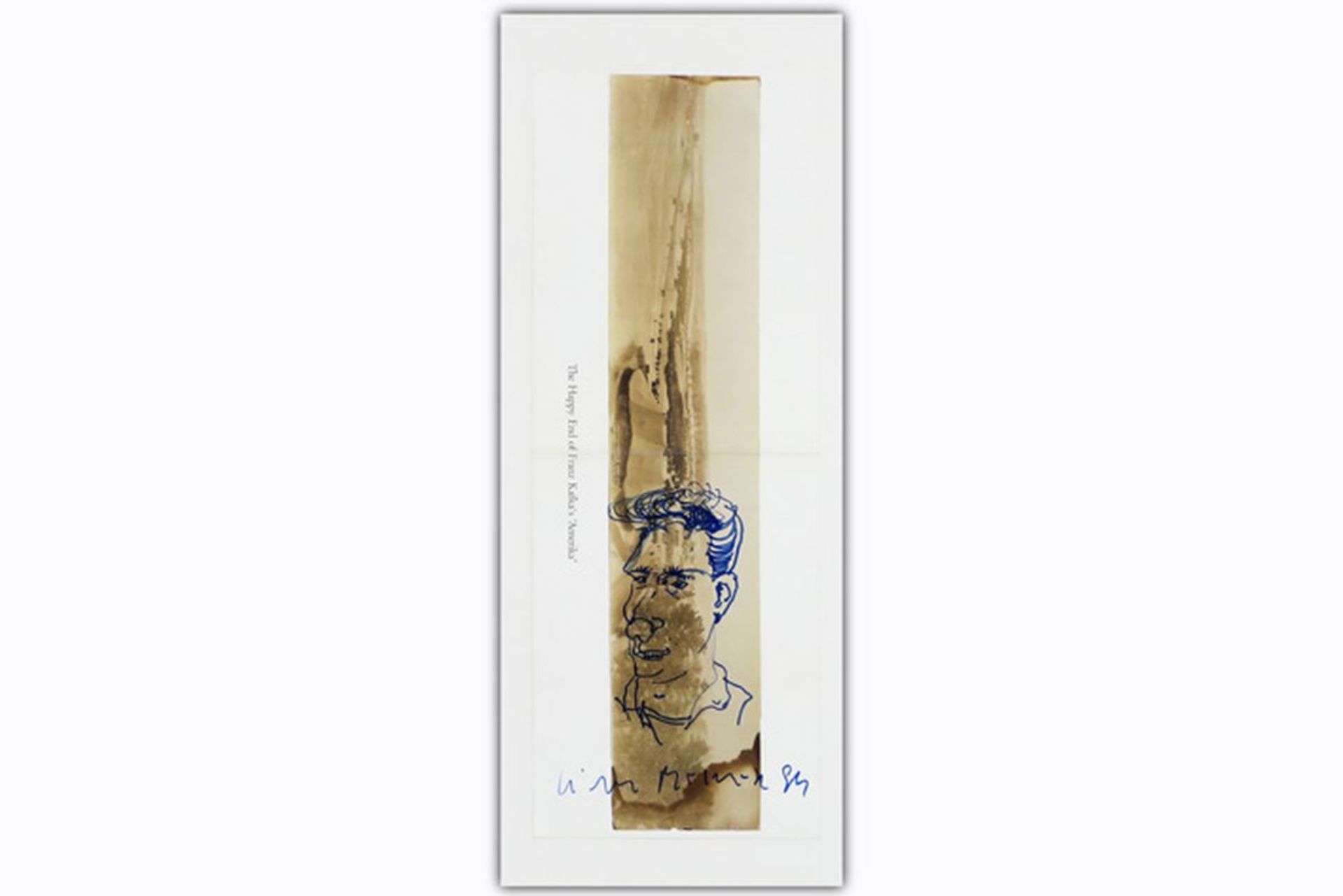 Martin Kippenberger drawing in blue ink on a printed background of a publication [...] - Bild 2 aus 3